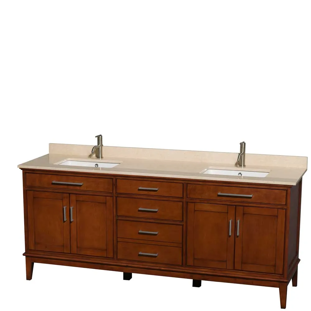 Hatton 80 Inch Double Bathroom Vanity in Light Chestnut