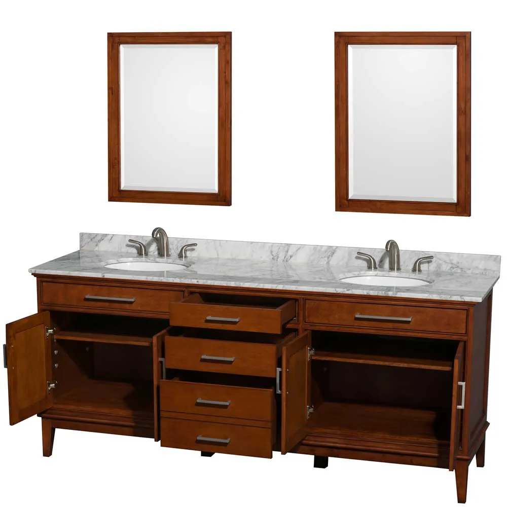 Hatton 80 Inch Double Bathroom Vanity in Light Chestnut