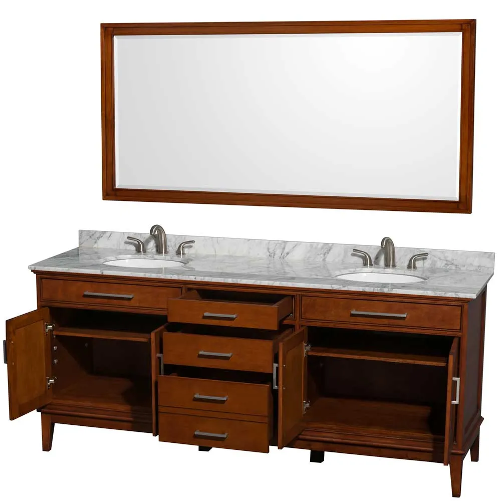 Hatton 80 Inch Double Bathroom Vanity in Light Chestnut