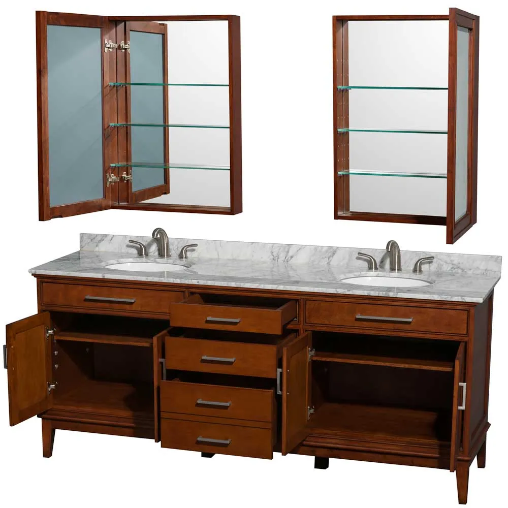 Hatton 80 Inch Double Bathroom Vanity in Light Chestnut