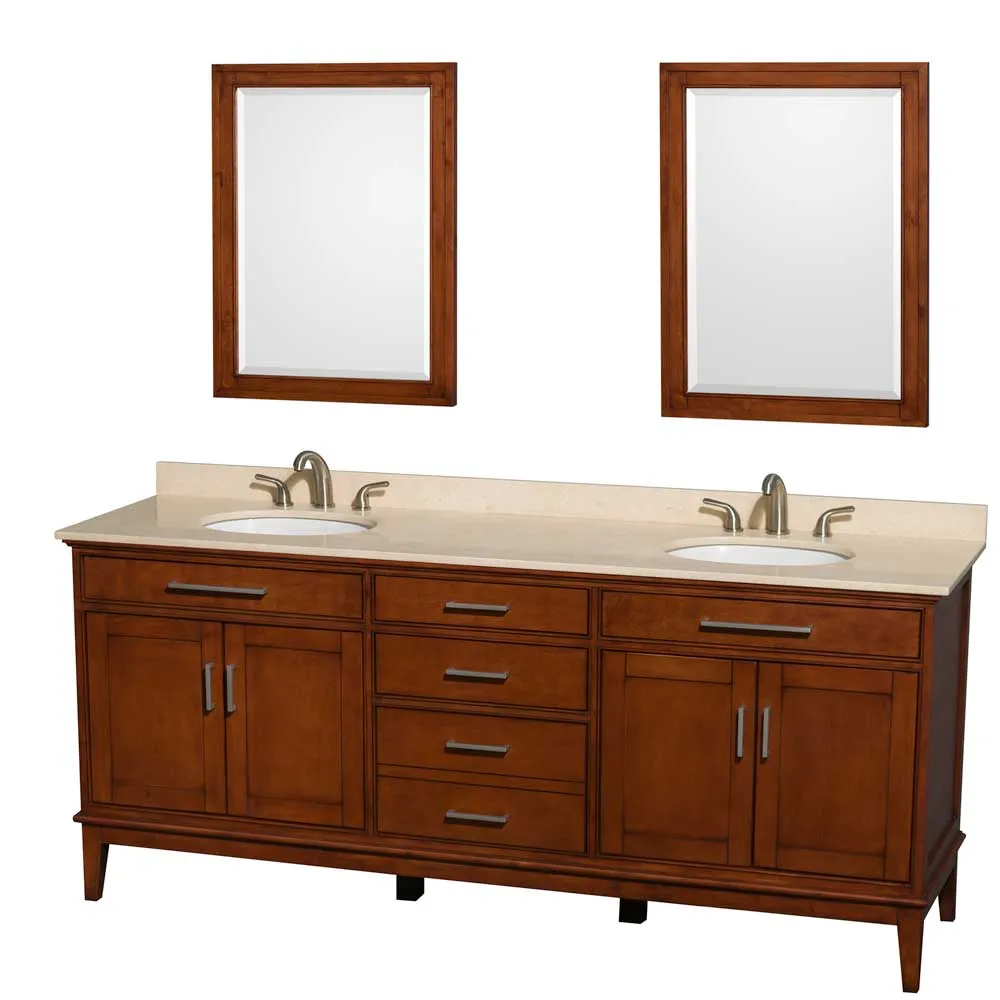 Hatton 80 Inch Double Bathroom Vanity in Light Chestnut