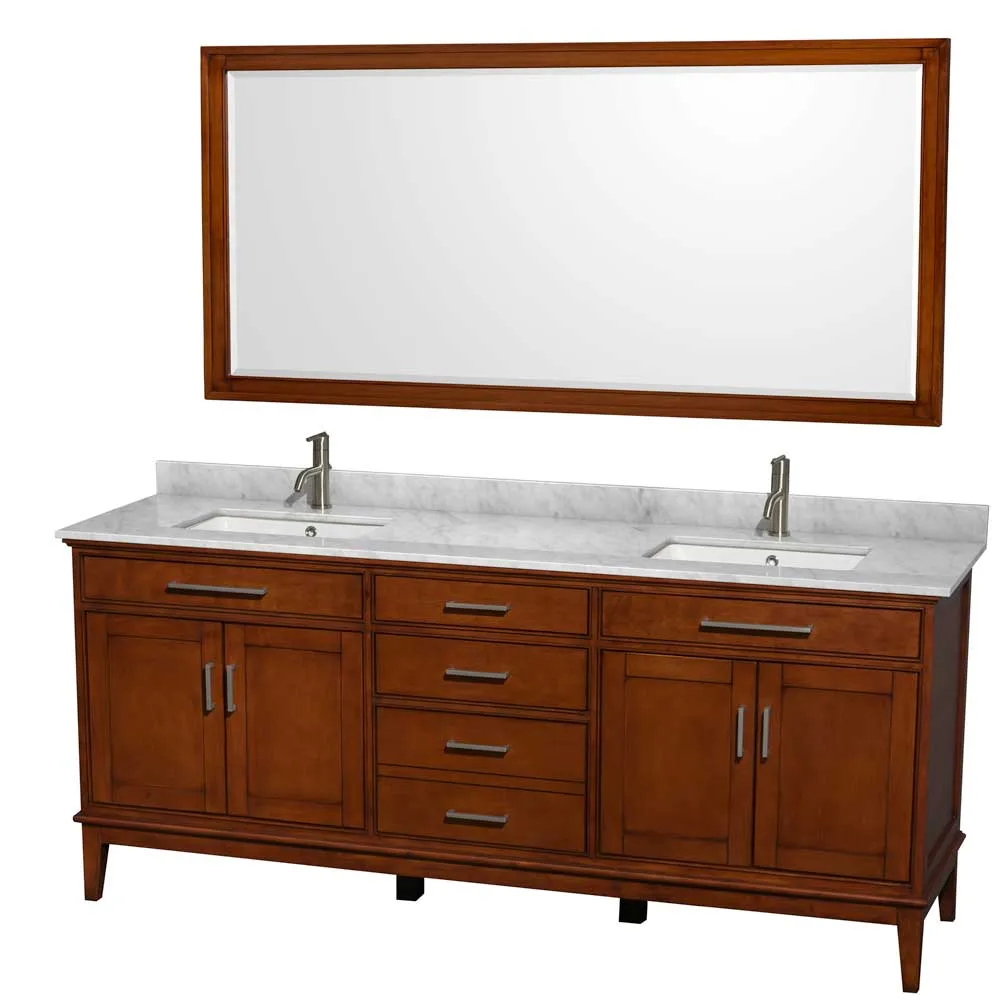 Hatton 80 Inch Double Bathroom Vanity in Light Chestnut