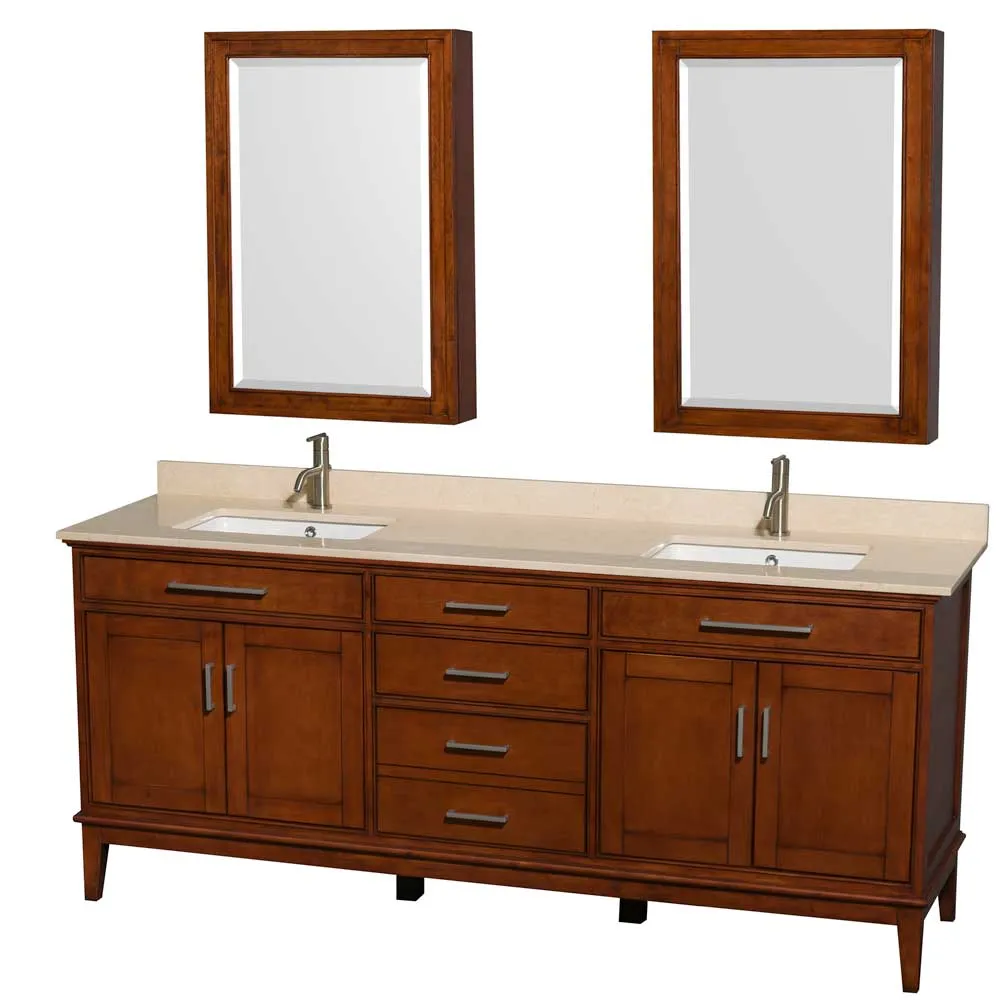 Hatton 80 Inch Double Bathroom Vanity in Light Chestnut
