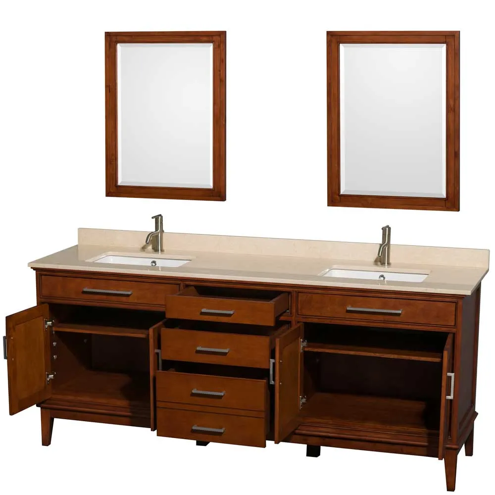 Hatton 80 Inch Double Bathroom Vanity in Light Chestnut