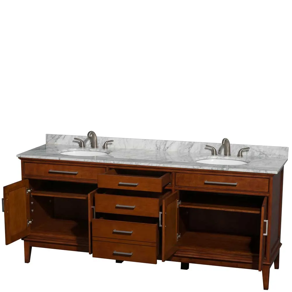 Hatton 80 Inch Double Bathroom Vanity in Light Chestnut
