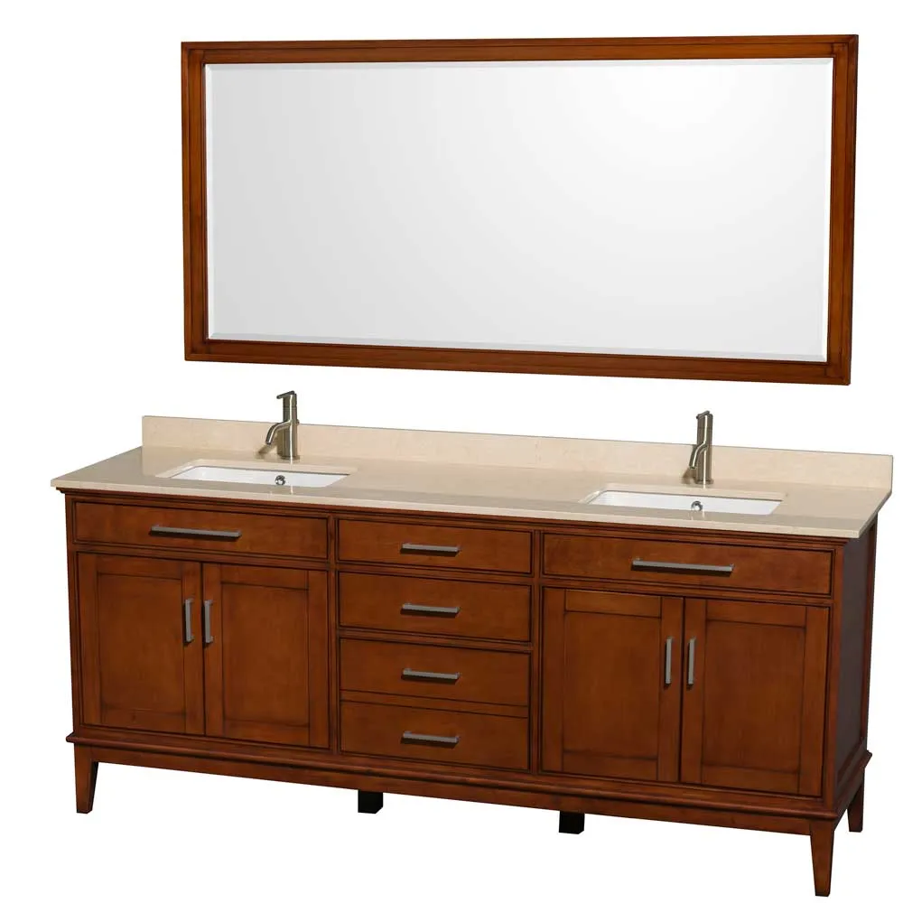 Hatton 80 Inch Double Bathroom Vanity in Light Chestnut