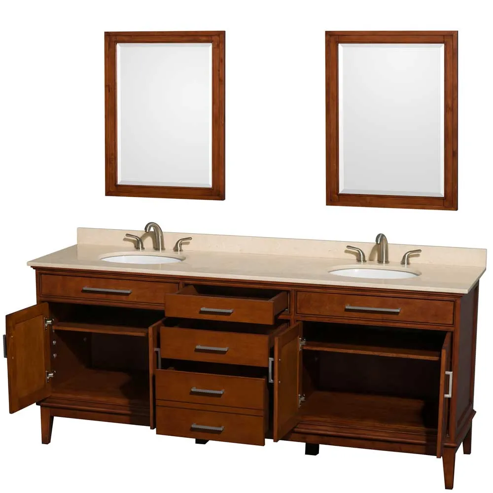 Hatton 80 Inch Double Bathroom Vanity in Light Chestnut