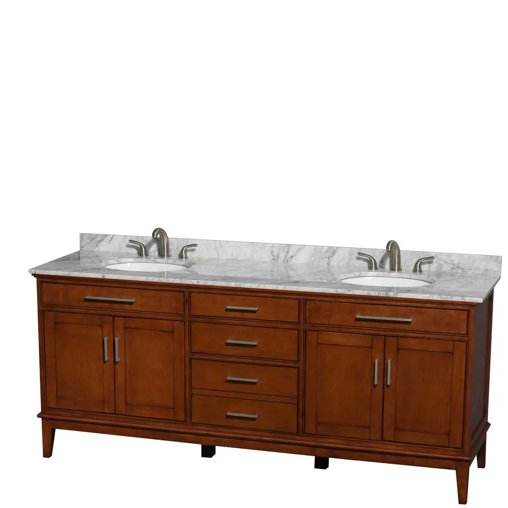 Hatton 80 Inch Double Bathroom Vanity in Light Chestnut