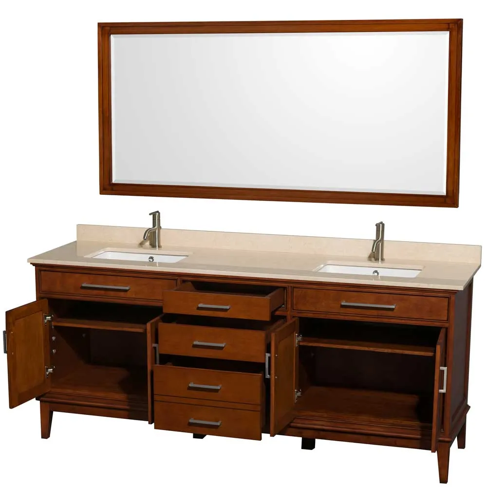 Hatton 80 Inch Double Bathroom Vanity in Light Chestnut