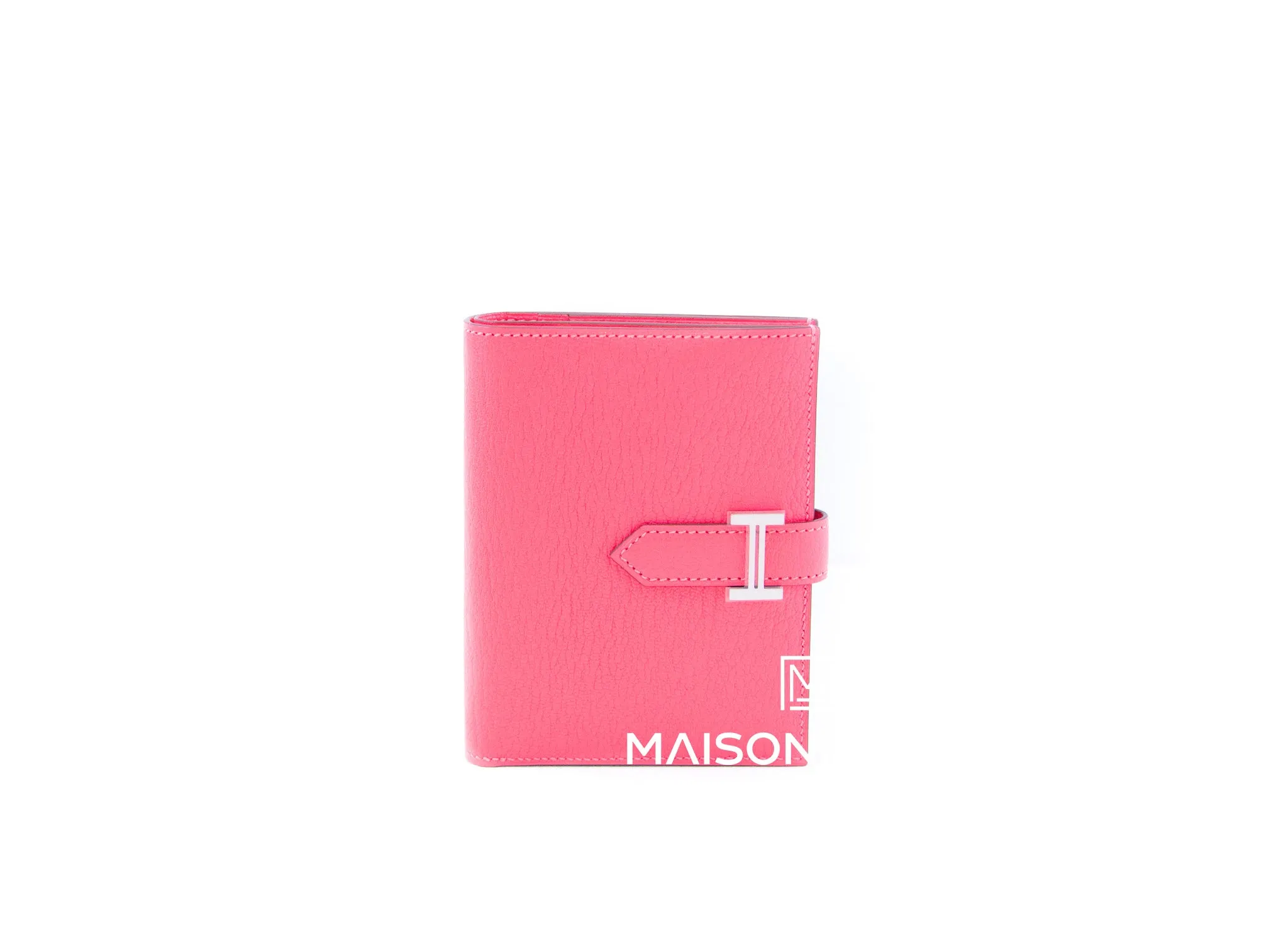 Hermes Rose Lipstick Chèvre Bearn Compact Wallet