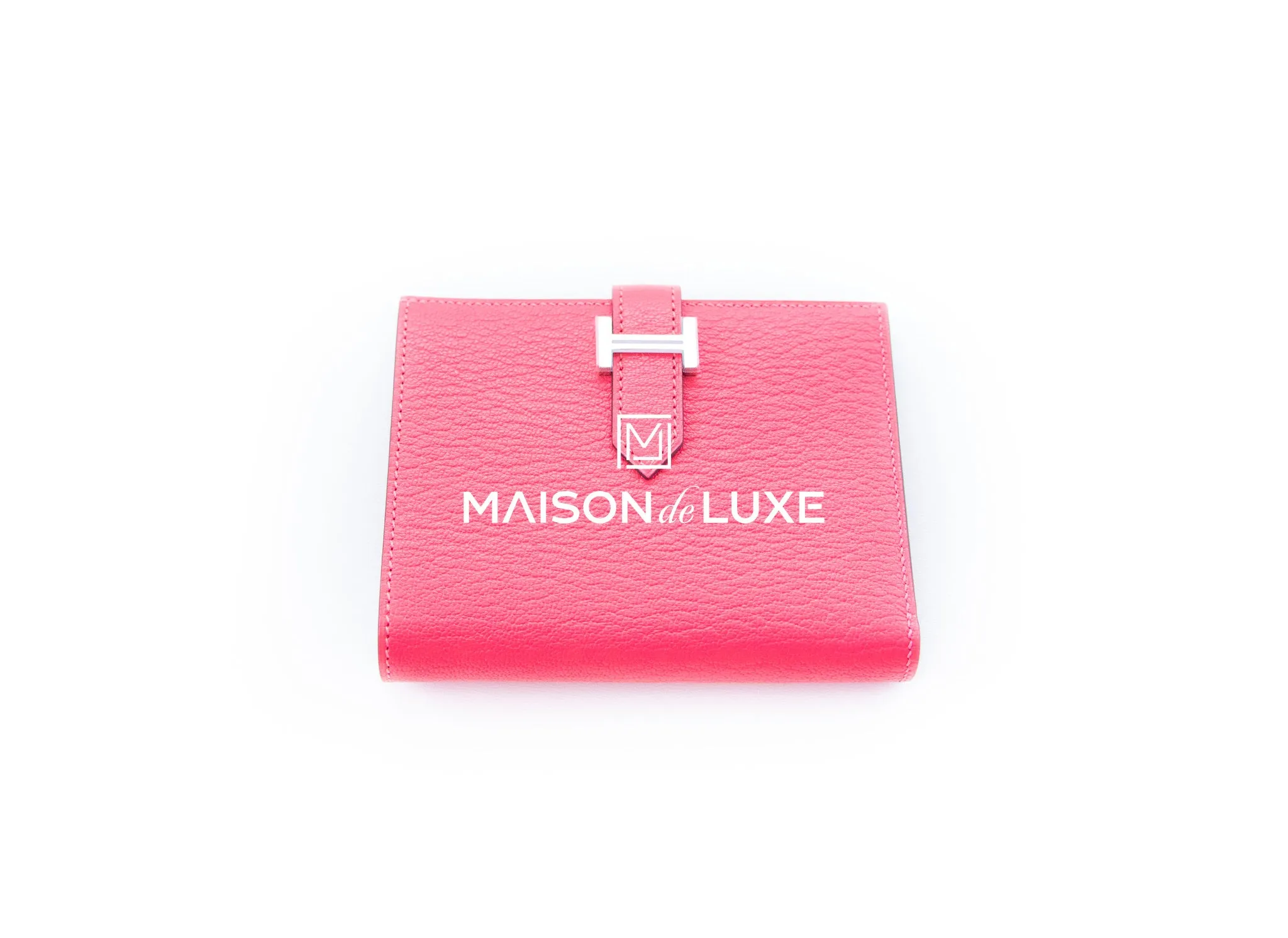 Hermes Rose Lipstick Chèvre Bearn Compact Wallet