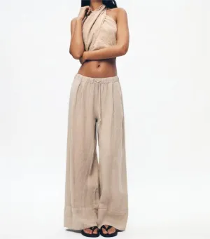 HOLLY - Linen Halter Top and Wide-Leg Pants Set