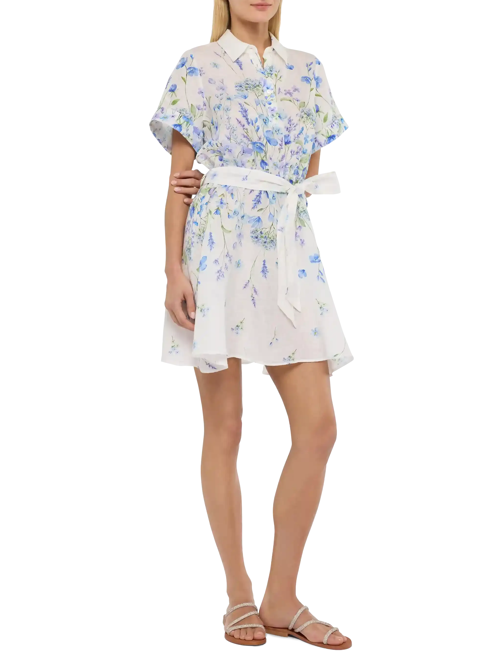 Joseline linen dress with floral print