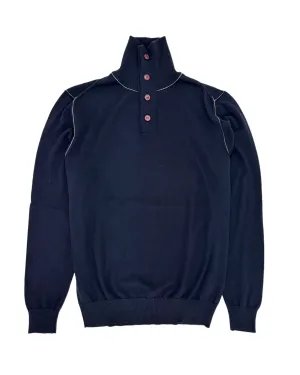 Kiton Navy Cashmere & Silk Fisherman Knit