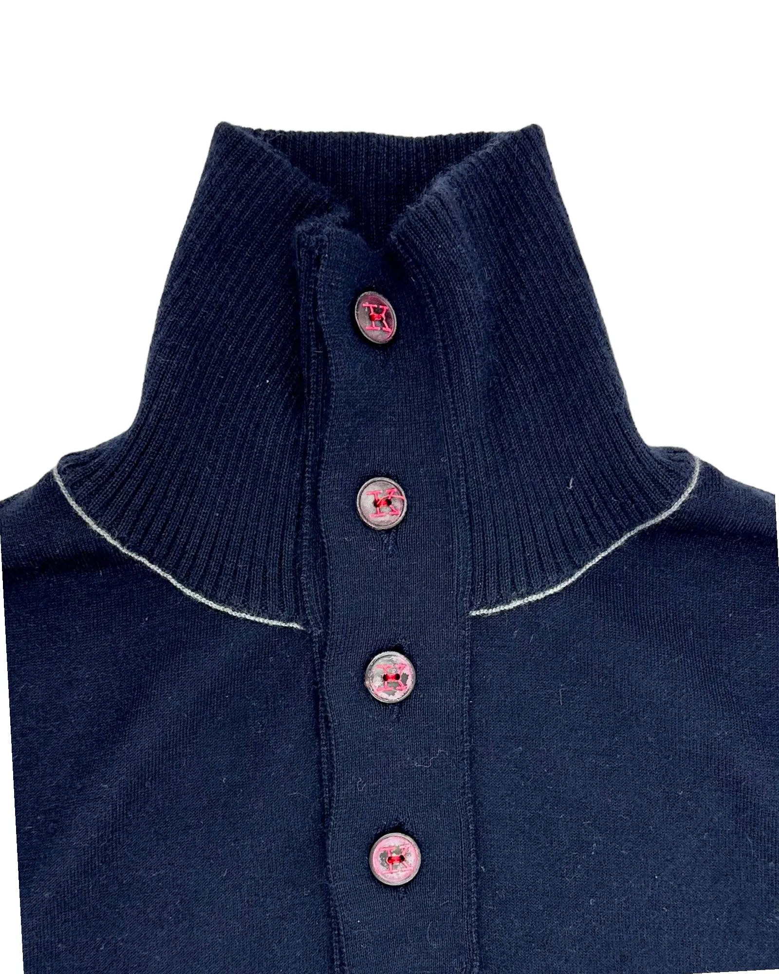 Kiton Navy Cashmere & Silk Fisherman Knit