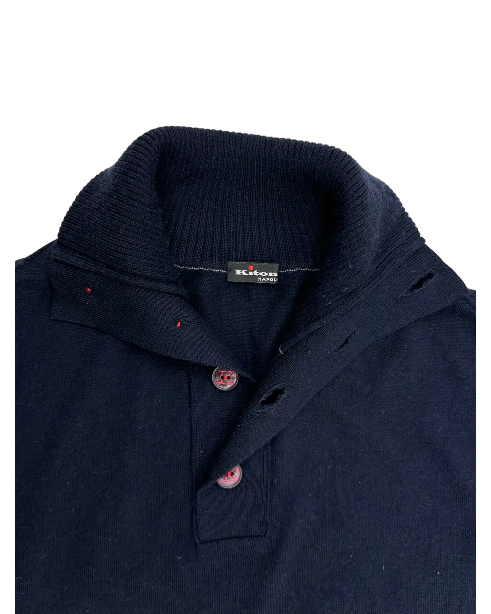 Kiton Navy Cashmere & Silk Fisherman Knit