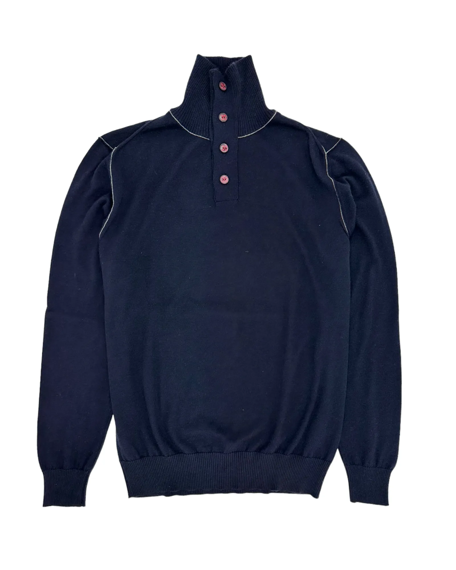 Kiton Navy Cashmere & Silk Fisherman Knit
