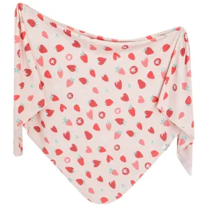 Knit Swaddle Blanket- Strawberry