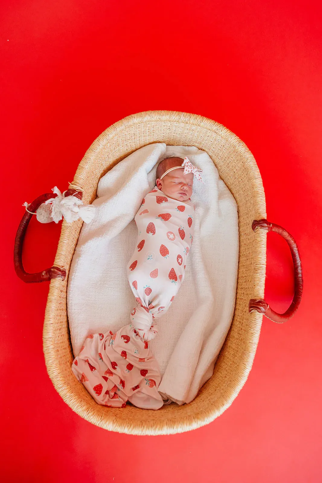 Knit Swaddle Blanket- Strawberry