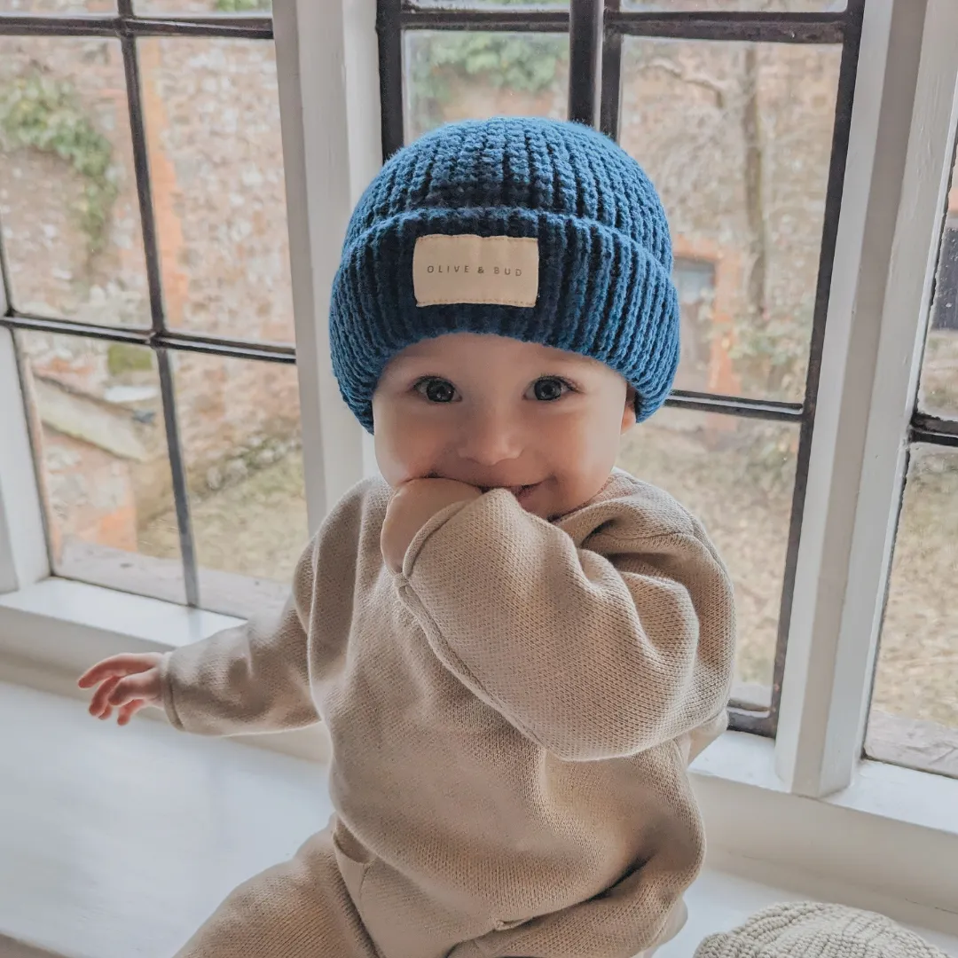 Knitted Beanie Hat - Berry Blue