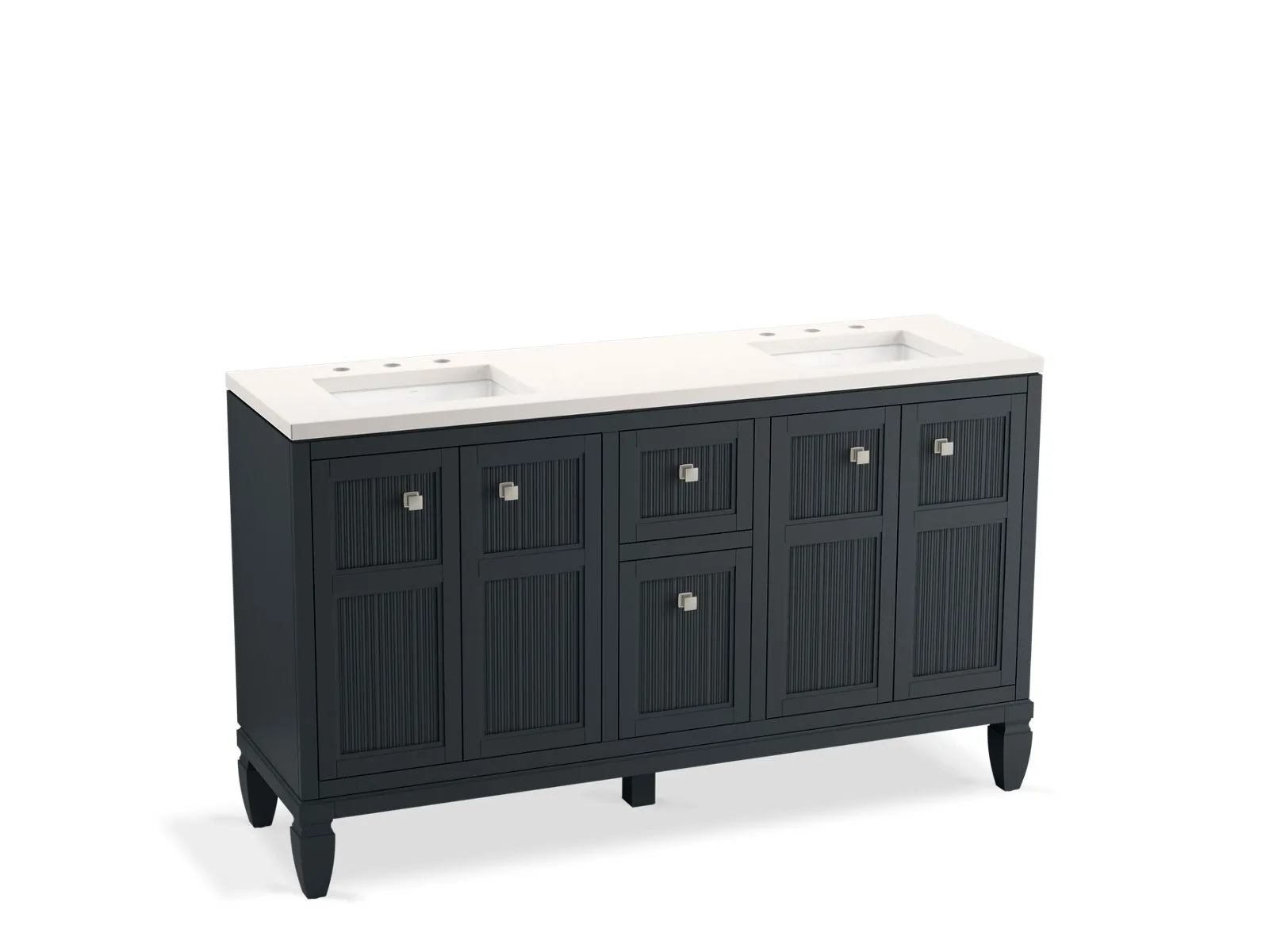 KOHLER K-33539-ASB Hearthaven 60" bathroom vanity cabinet with sinks and quartz top
