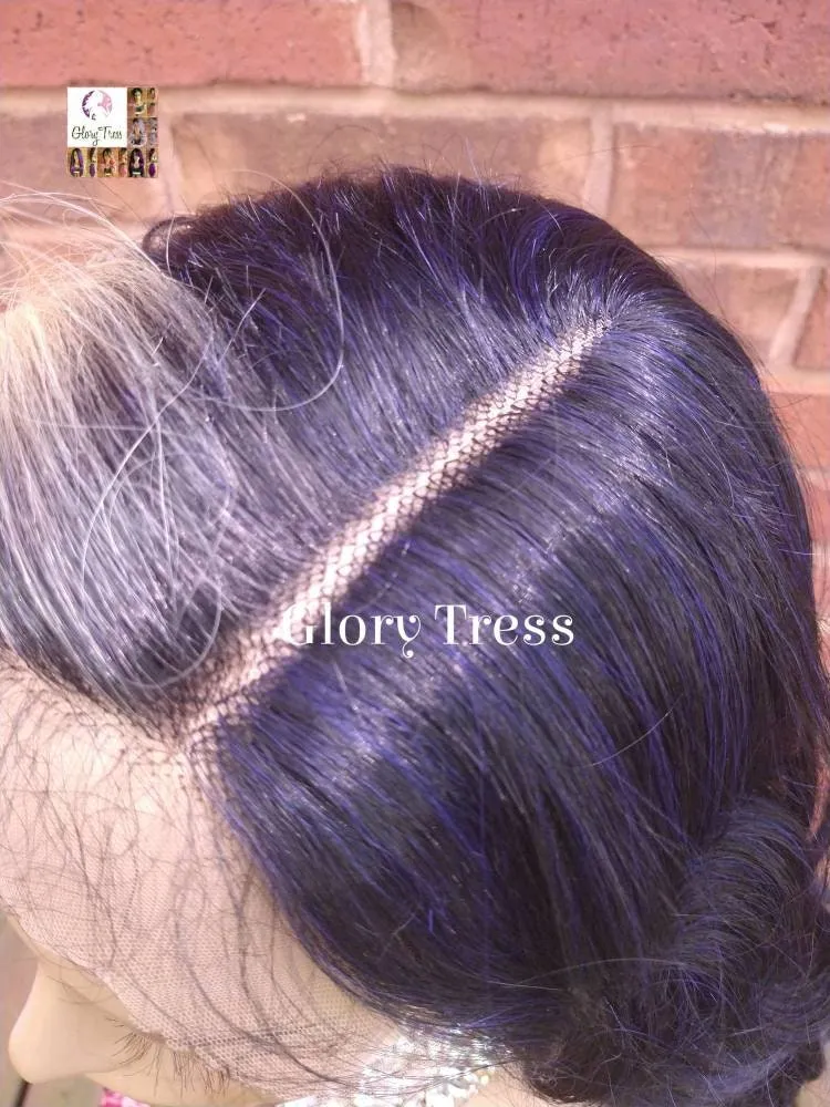 Lace Front Wig | Glory Tress |  Wavy Lace Front | Wig |Ombre Bluish Black Wig | Body Wave Wig | New Arrival // BLUEBERRY CREAM