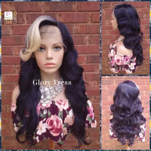 Lace Front Wig | Glory Tress |  Wavy Lace Front | Wig |Ombre Bluish Black Wig | Body Wave Wig | New Arrival // BLUEBERRY CREAM