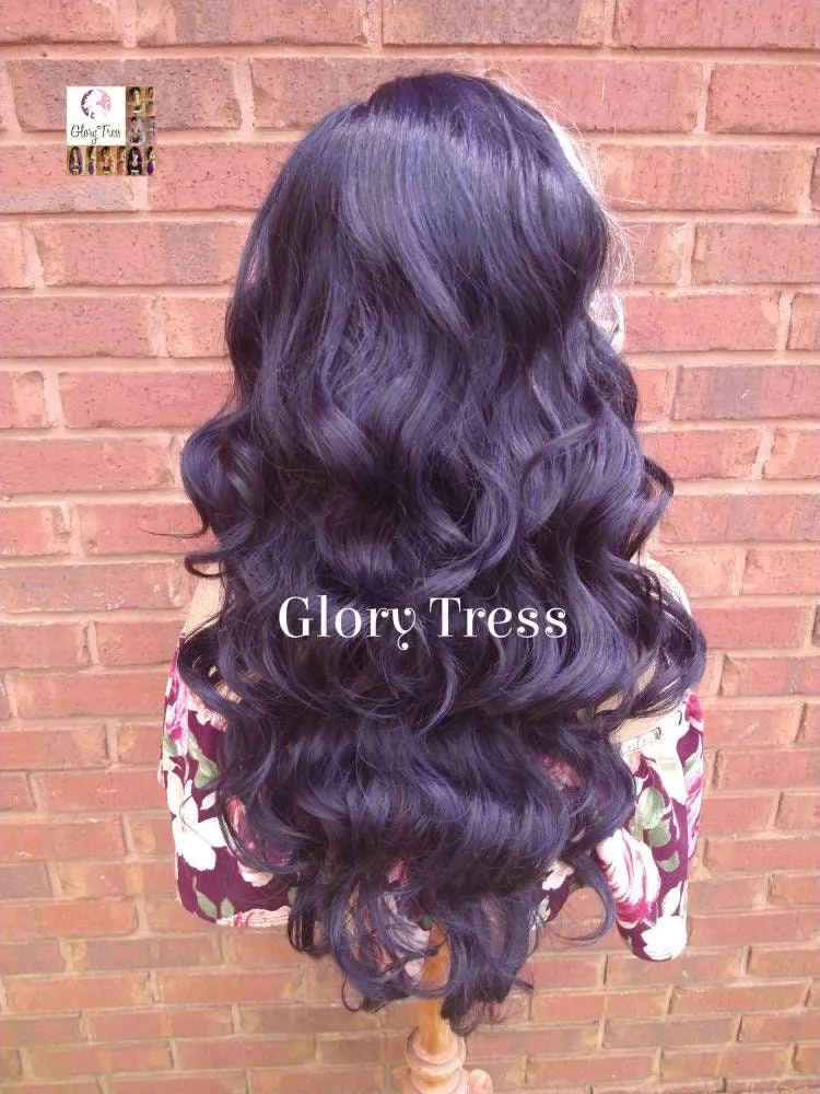 Lace Front Wig | Glory Tress |  Wavy Lace Front | Wig |Ombre Bluish Black Wig | Body Wave Wig | New Arrival // BLUEBERRY CREAM