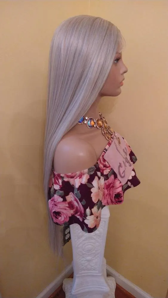 Lace Front Wig Silver Blonde Wig For Women HD Lace Wig With Baby Hair Long Straight Wig Chemo Alopecia Wig Glory Tress - DIVA