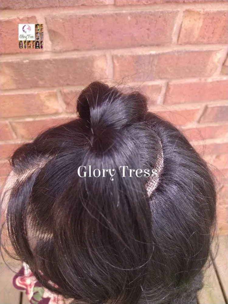Lace Front Wig, Wavy Black Wig, Glory Tress, Pre-Styled Ponytail, Wedding Wig, Prom Wig, African American Wig // ANGELICA