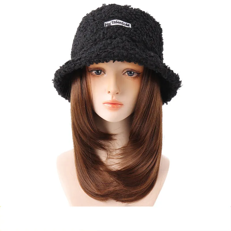 Lamb Hair Fisherman Hat mid-Length Wig