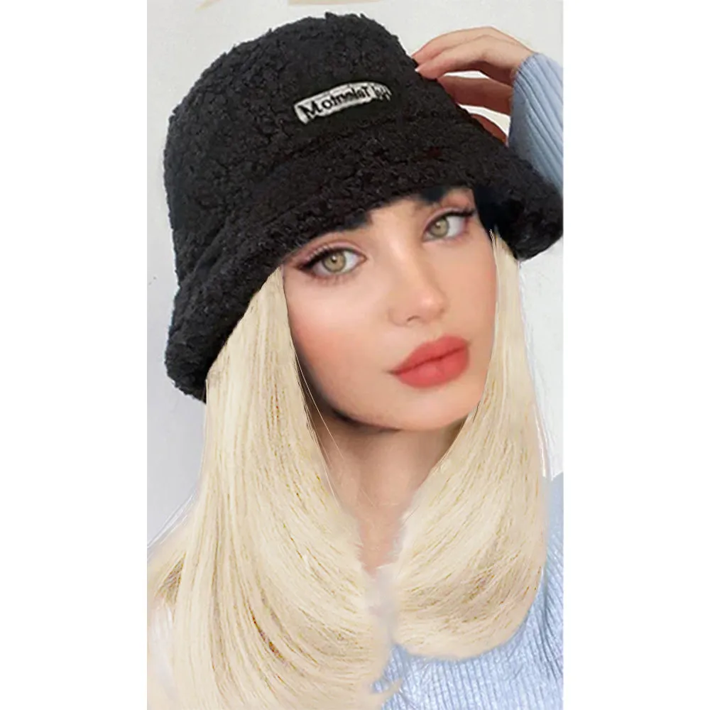 Lamb Hair Fisherman Hat mid-Length Wig