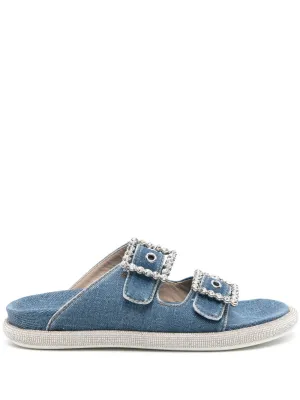 Le Silla Pool Side crystal-embellished buckle slides