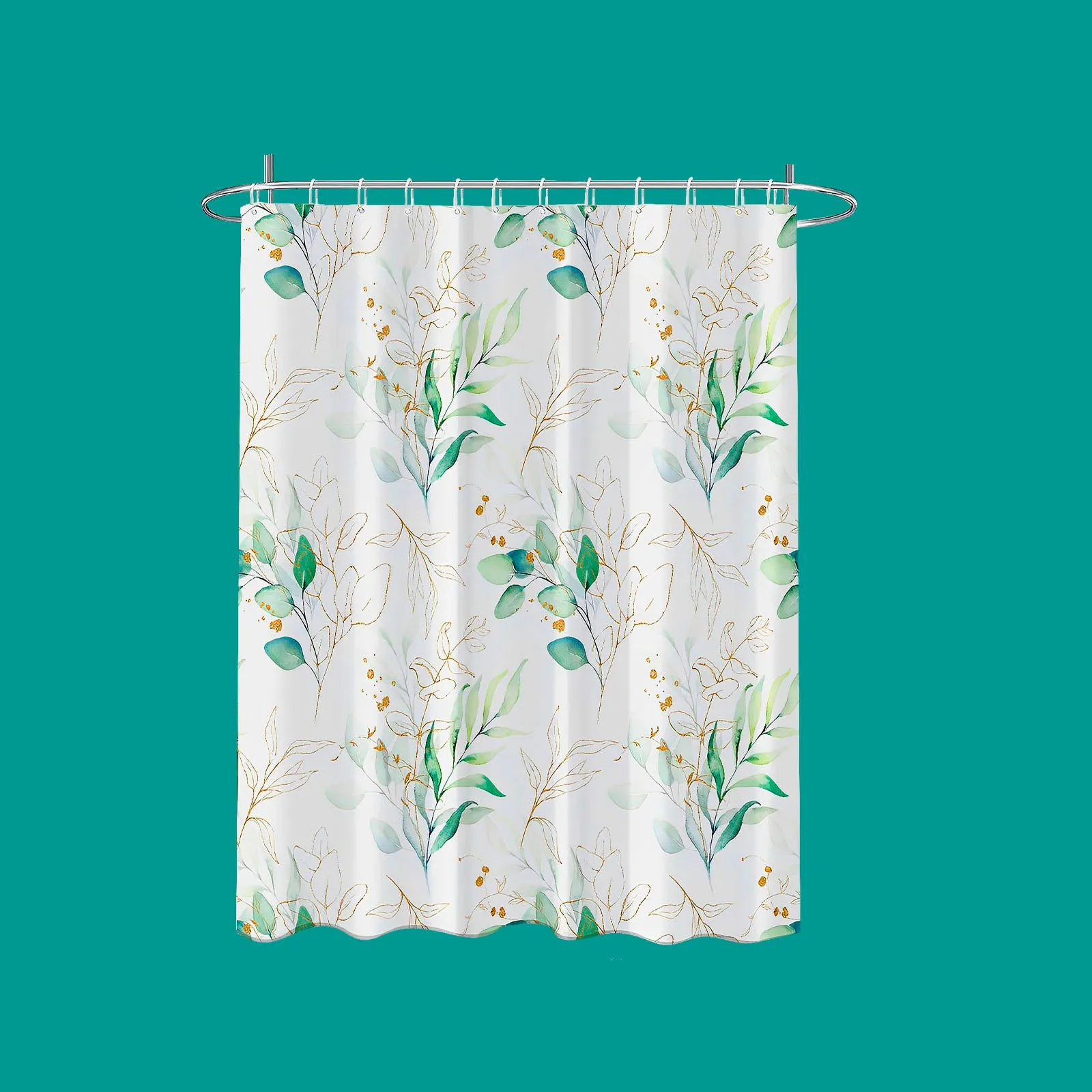 Leaf Pattern Waterproof Shower Curtain