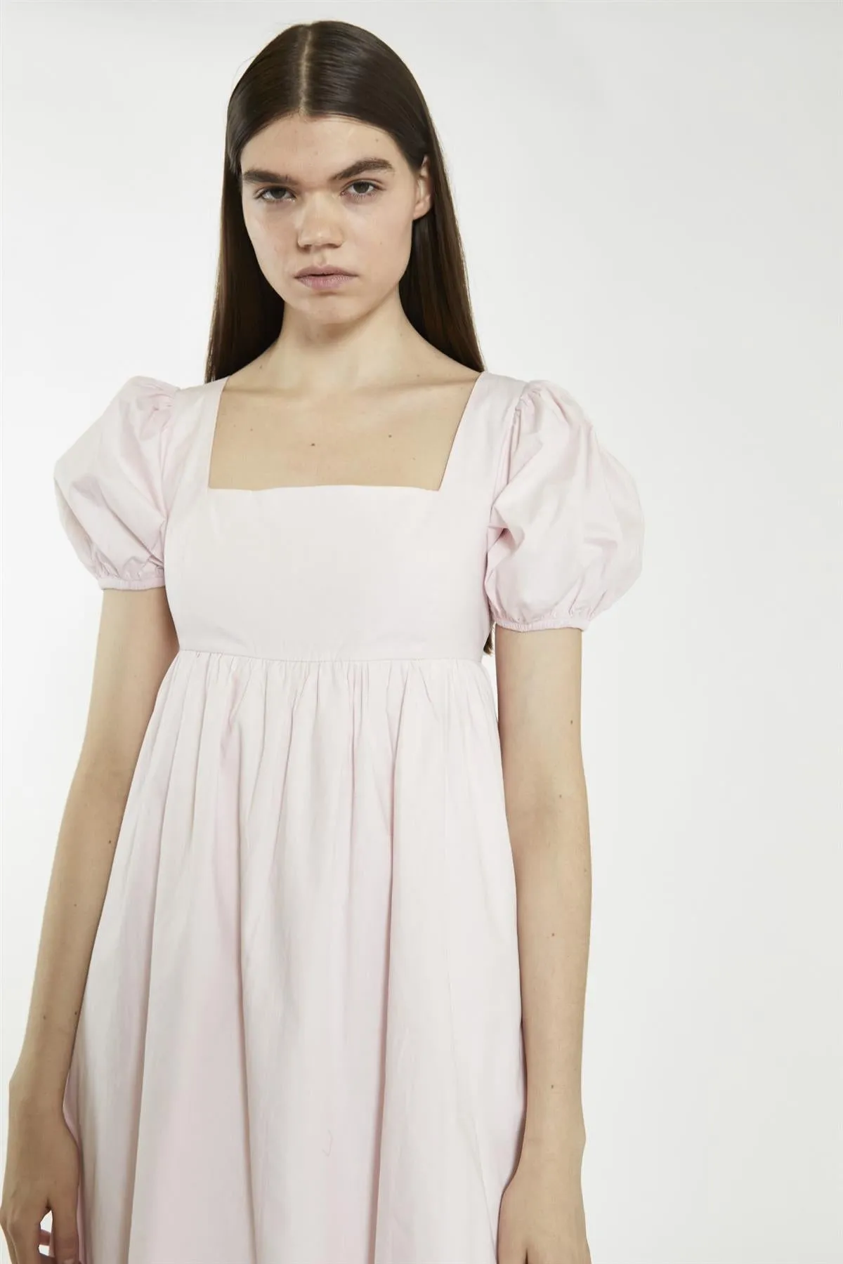 Light Pink Balloon Short-Sleeve Midi-Dress