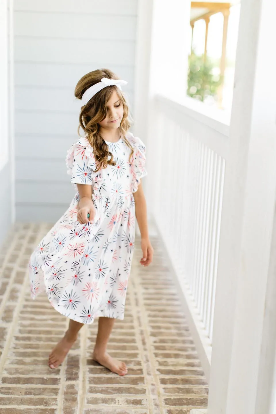 LITTLE FIRECRACKER SS RUFFLE TWIRL DRESS