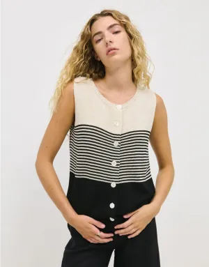 Little Lies Chloe Striped Tank - Black/White