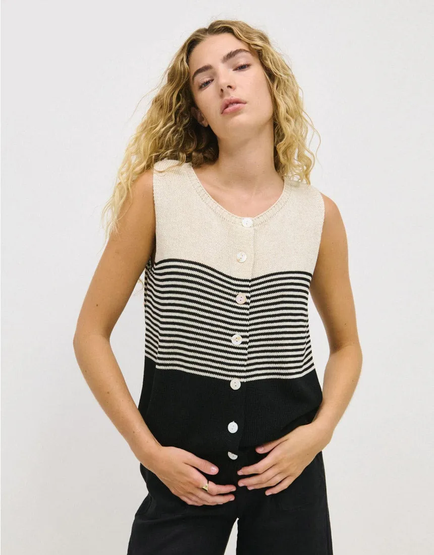 Little Lies Chloe Striped Tank - Black/White