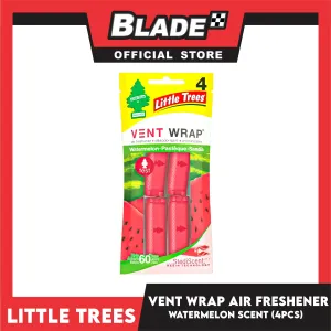Little Tree Vent Wrap 4pcs (Watermelon) Provides Long-Lasting Scent, Slip On Vent Wrap Car Air Freshener