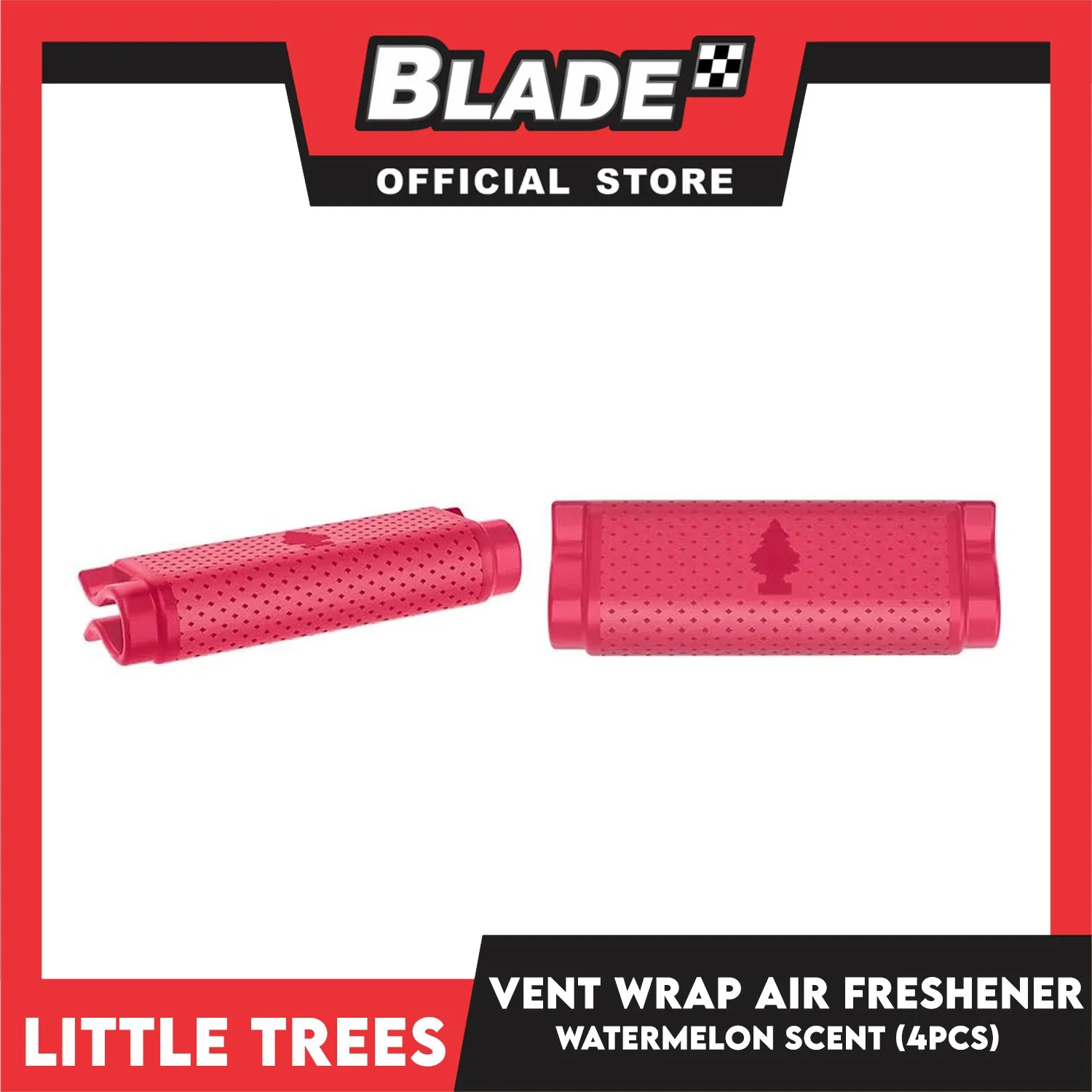 Little Tree Vent Wrap 4pcs (Watermelon) Provides Long-Lasting Scent, Slip On Vent Wrap Car Air Freshener