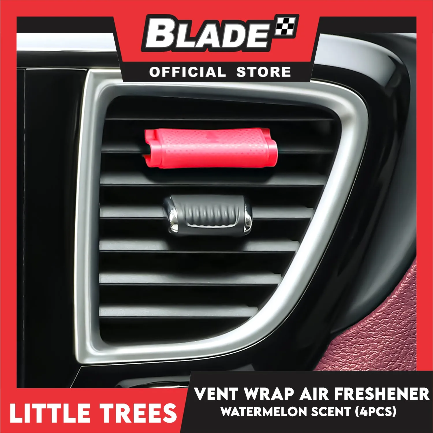 Little Tree Vent Wrap 4pcs (Watermelon) Provides Long-Lasting Scent, Slip On Vent Wrap Car Air Freshener