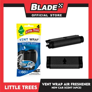 Little Trees Vent Wrap Air Freshener 4pcs (New Car Scent) Provides Long-Lasting Scent, Slip On Vent Wrap Car Air Freshener