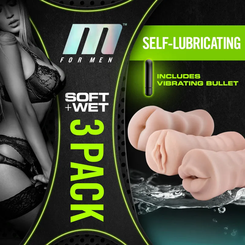 M For Men 3-Pack Self-Lubricating Vibrating Strokers