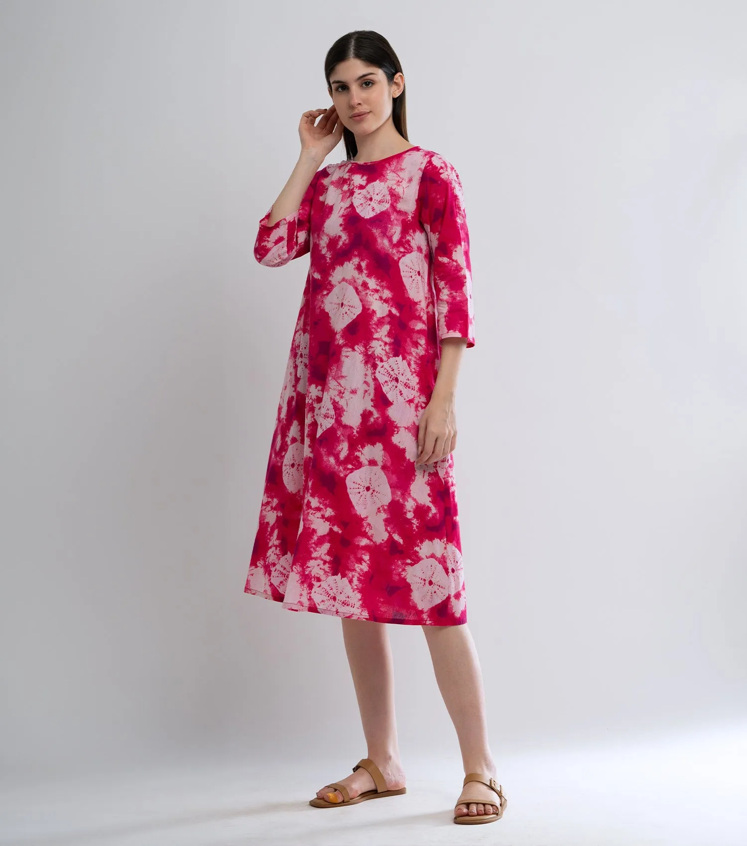 Magenta Printed Cotton Dress