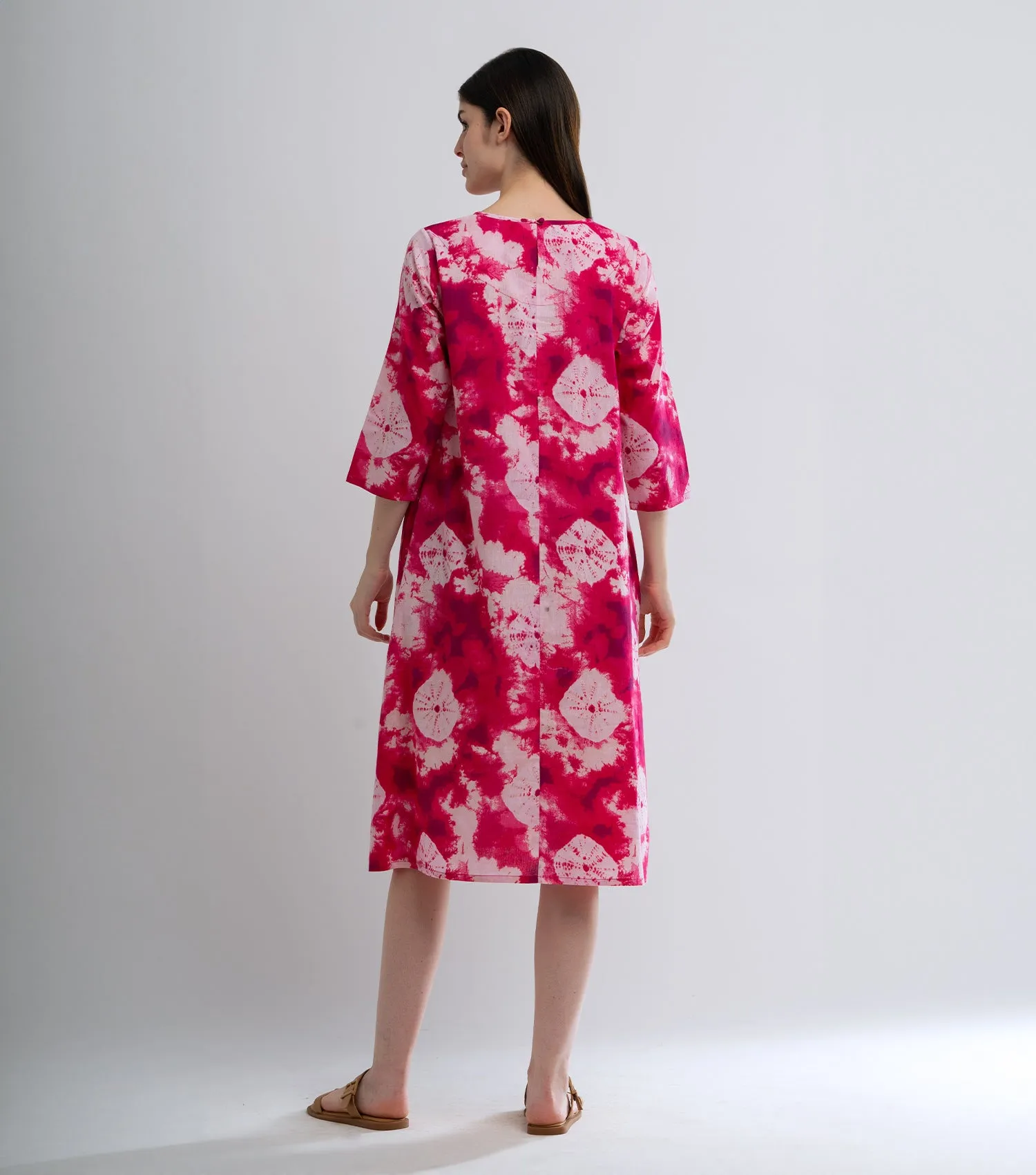 Magenta Printed Cotton Dress