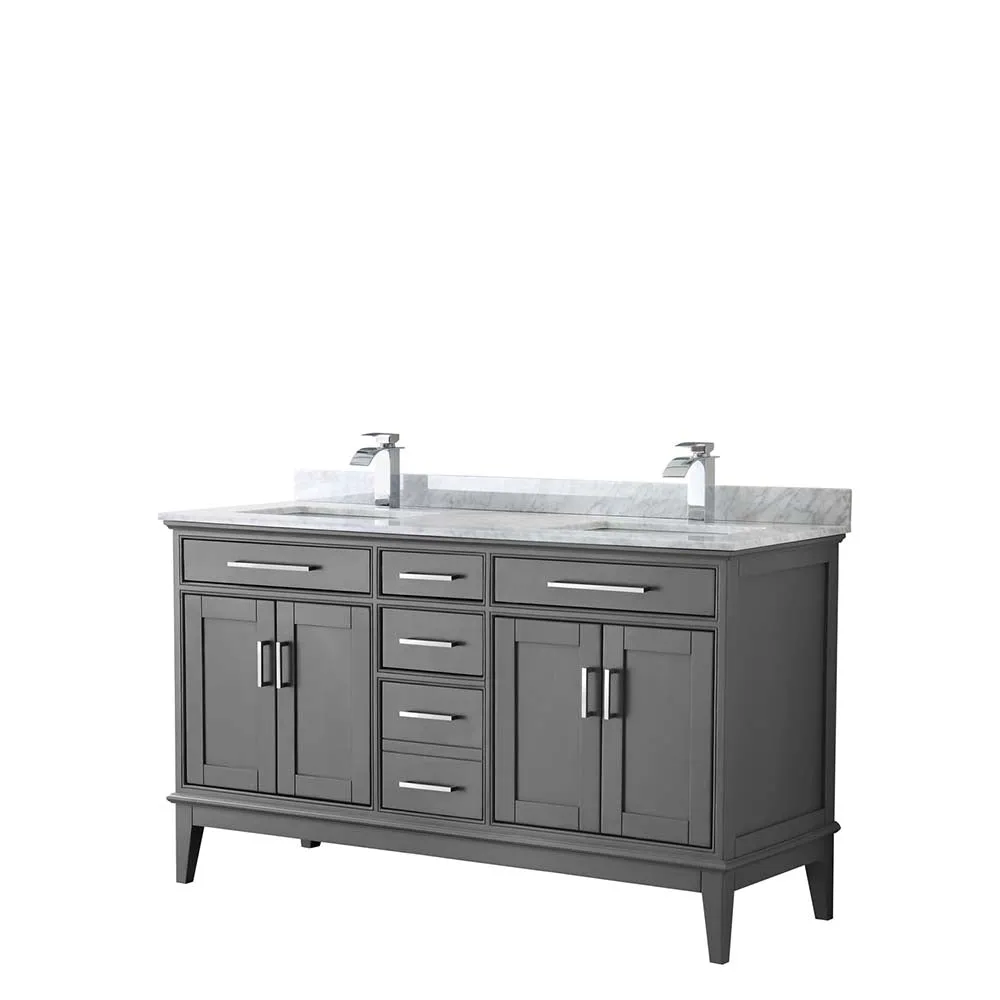 Margate 60 Inch Double Bathroom Vanity in Dark Gray