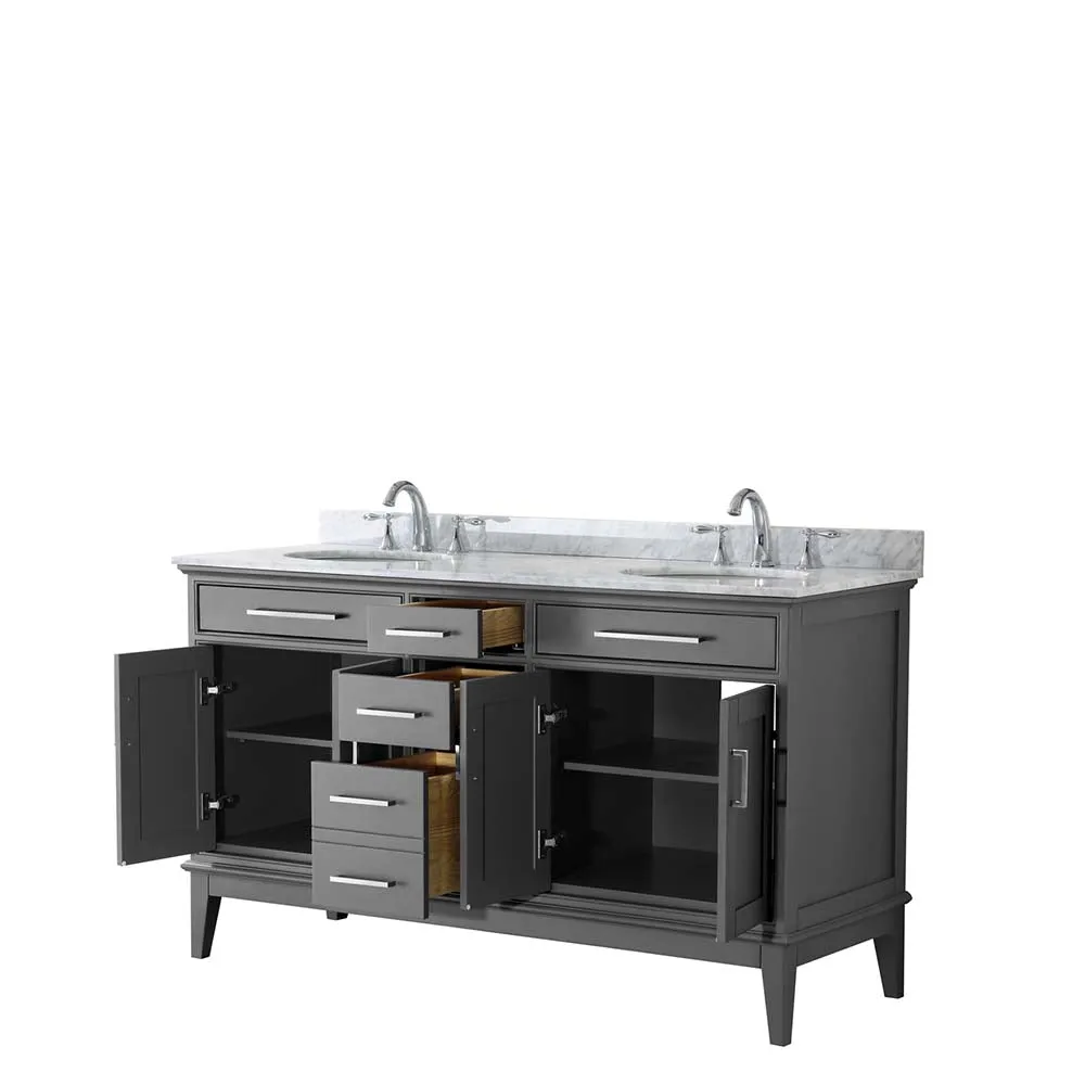 Margate 60 Inch Double Bathroom Vanity in Dark Gray