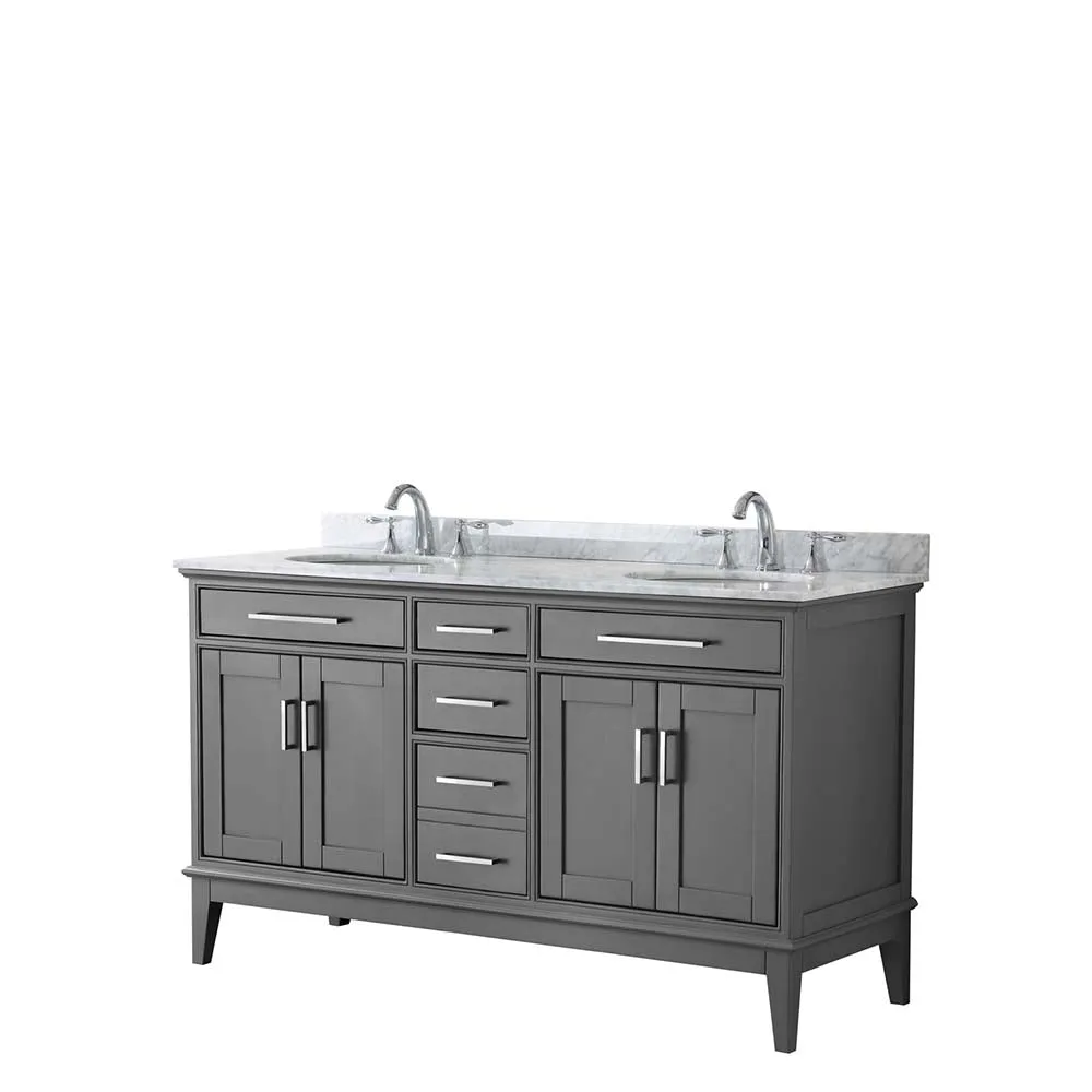 Margate 60 Inch Double Bathroom Vanity in Dark Gray