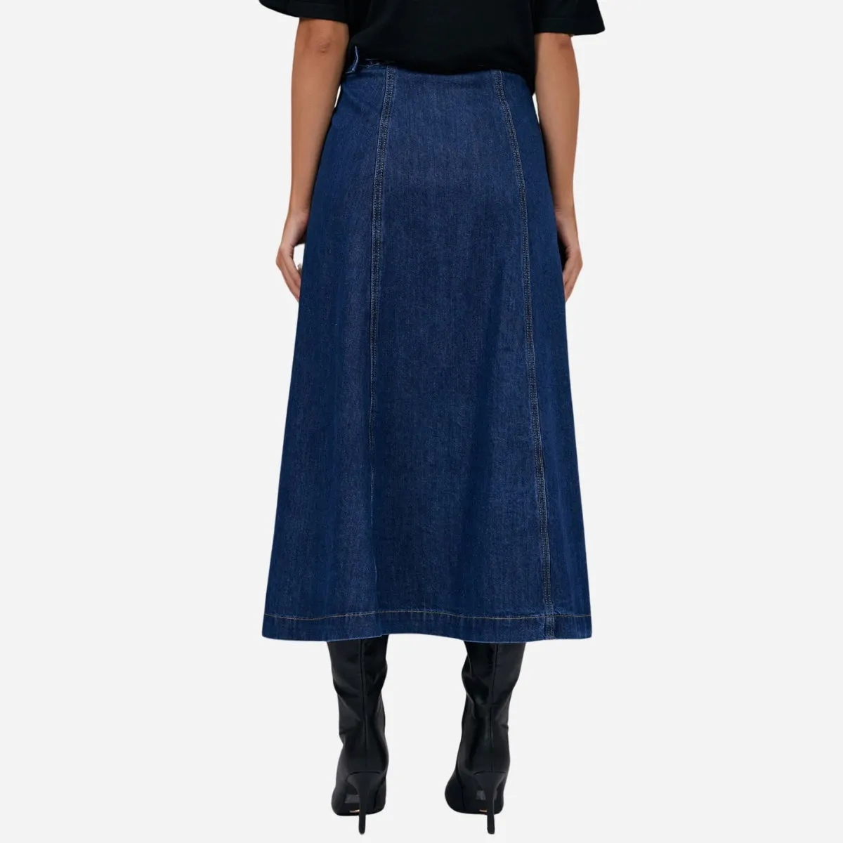 Megan Wrap Denim Skirt (Mid Blue)