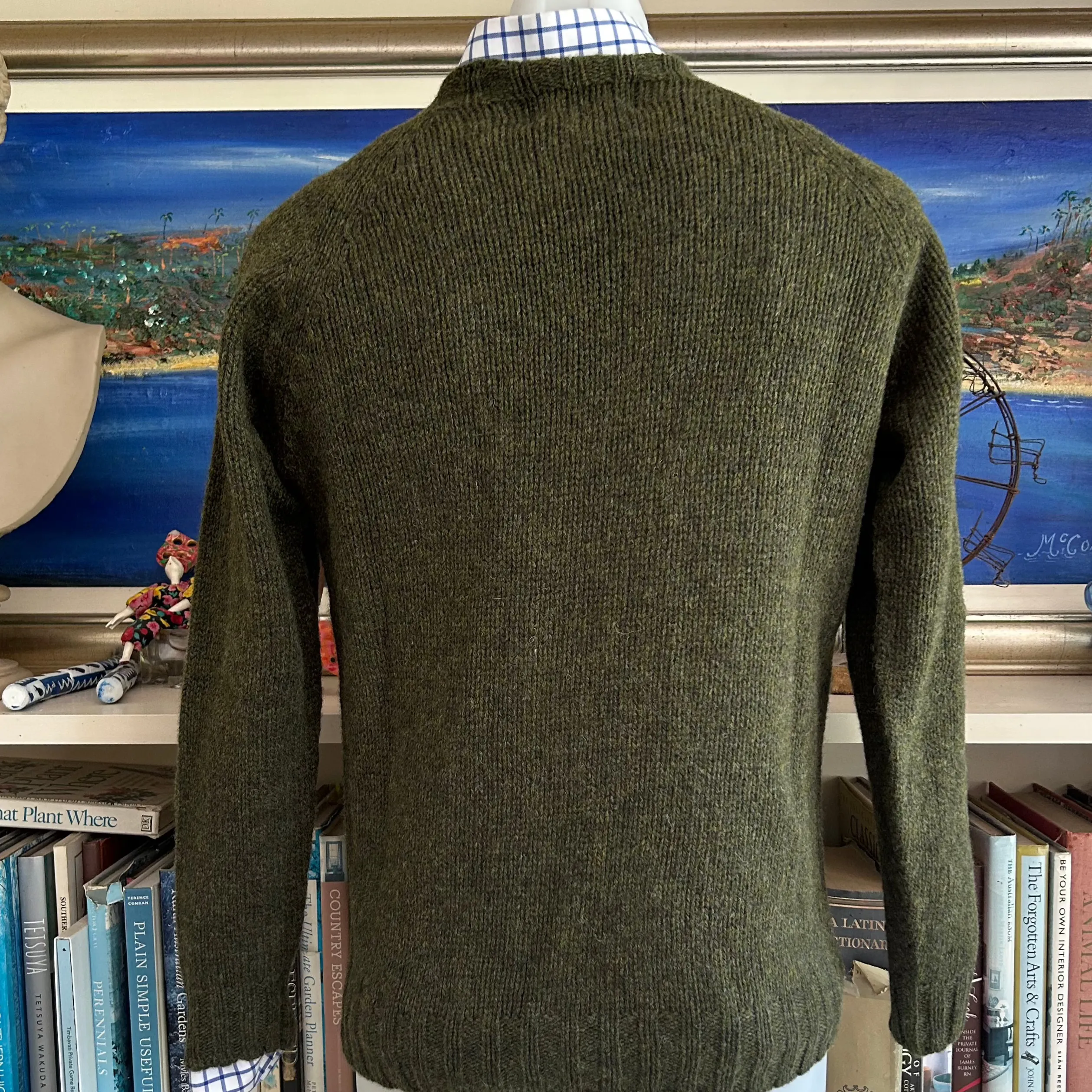 Men's Chunky Crew Jumper - Pine Shadow